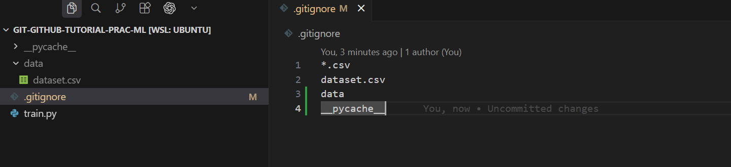VS Code view of main branch files