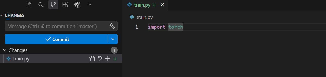vs code status when a file is created