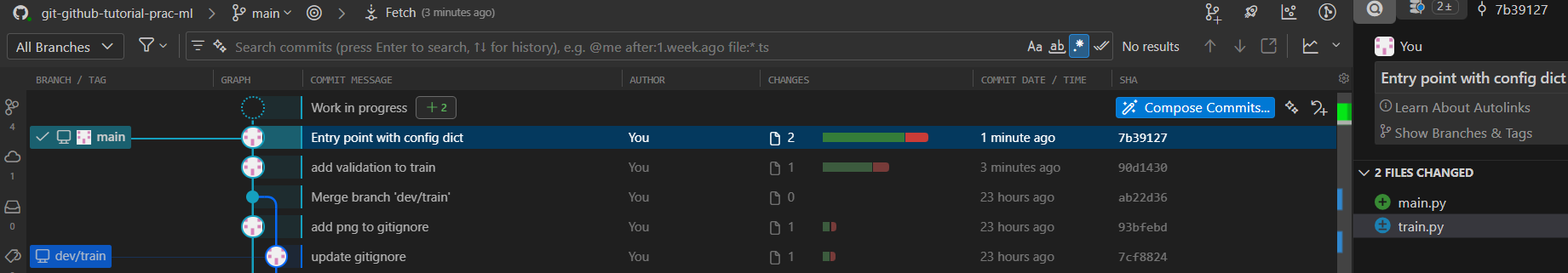 Gitlense history after push
