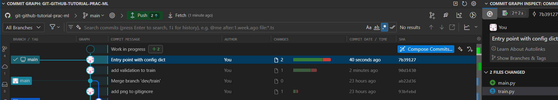 local commit history