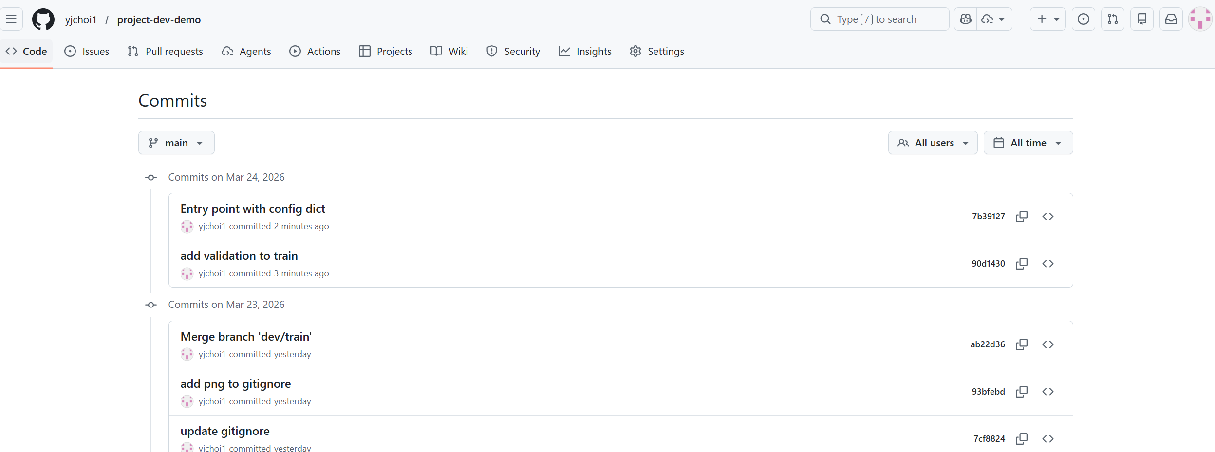Github commit hisotry