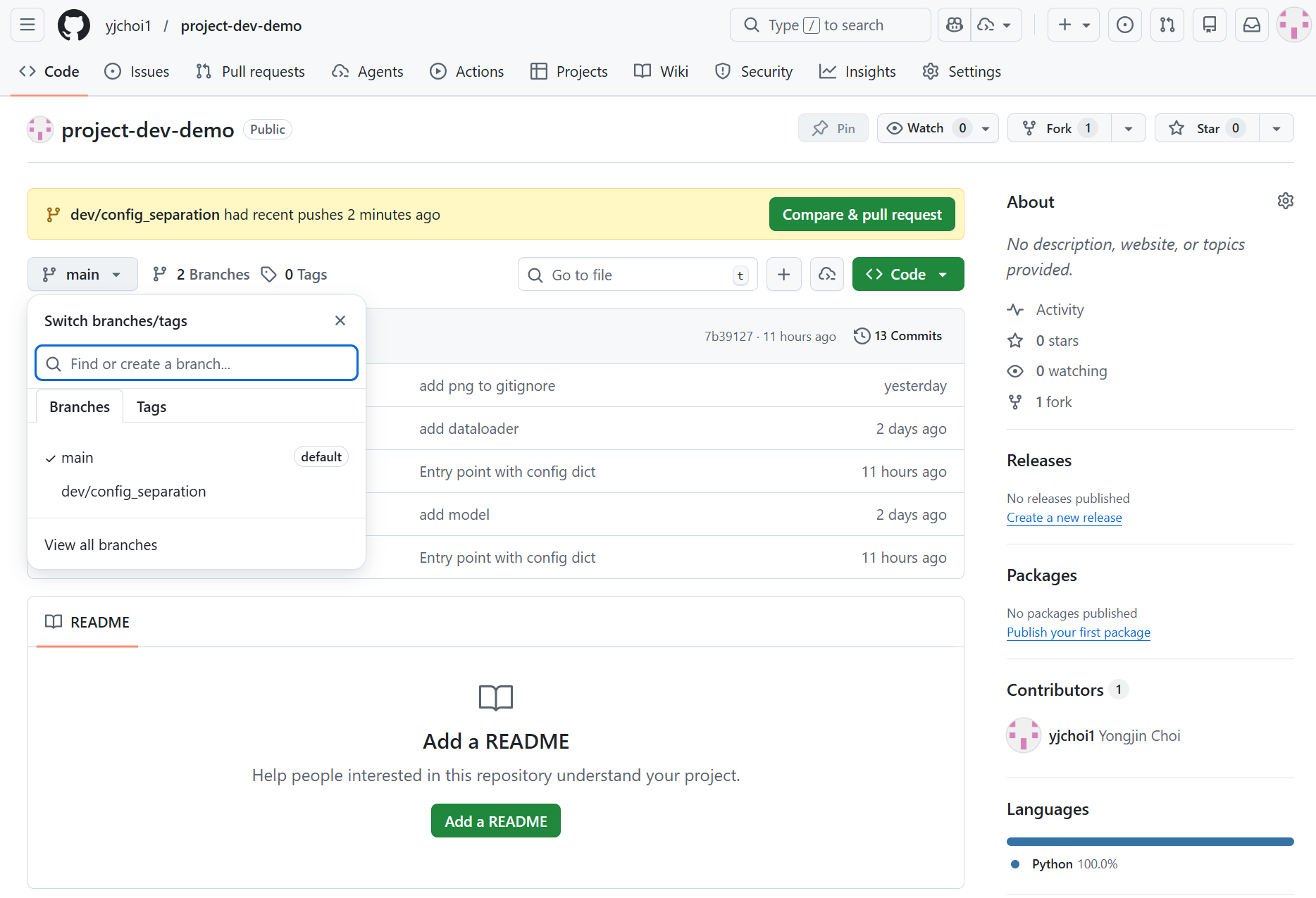 New push from branch